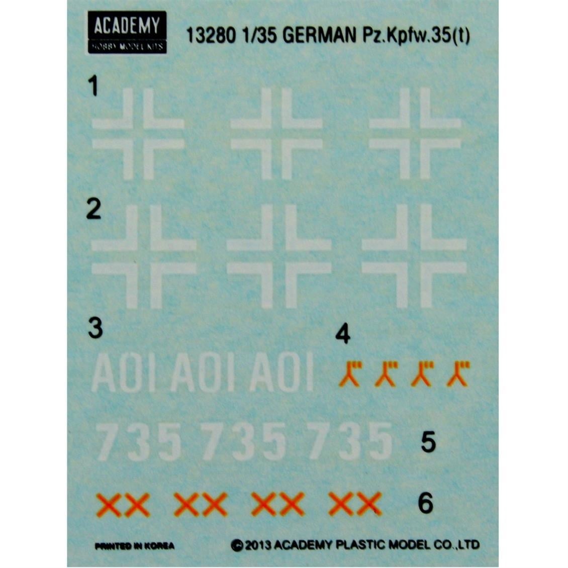 Academy 13280 1/35 Ölçek, Pz.Kpfw. 35 ton Alman Hafif Tankı, Plastik Model Kiti