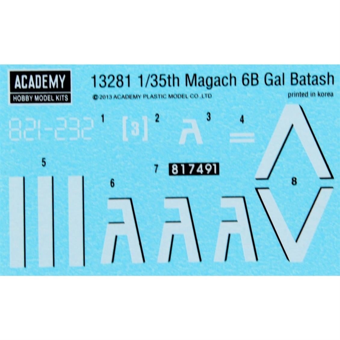 Academy 13281 1/35 Ölçek, Magach 6B Gal Batash Tankı, Plastik Model Kiti