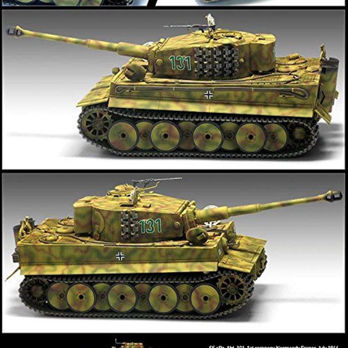 Academy 13287 1/35 Ölçek, Tiger-I Mid. (70.Yıl Normandiya Çıkartması) Tankı, Plastik Model Kiti
