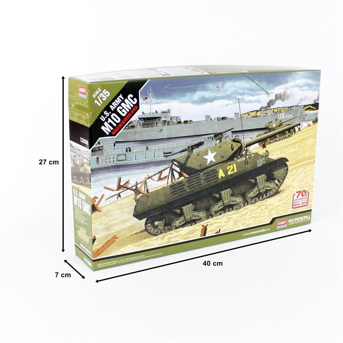 Academy 13288 1/35 Ölçek, US ARMY M10 GMC (70.Yıl Normandiya Çıkartması) Tankı, Plastik Model Kiti
