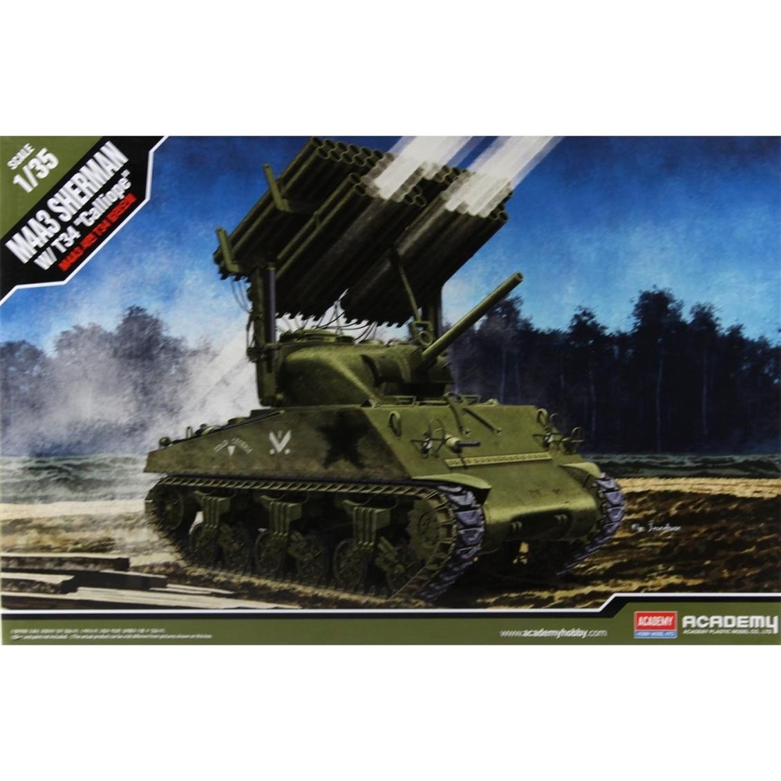 Academy 13294 1/35 Ölçek, M4A3 Sherman W/ T34 (Calliope) Tankı, Plastik Model Kiti