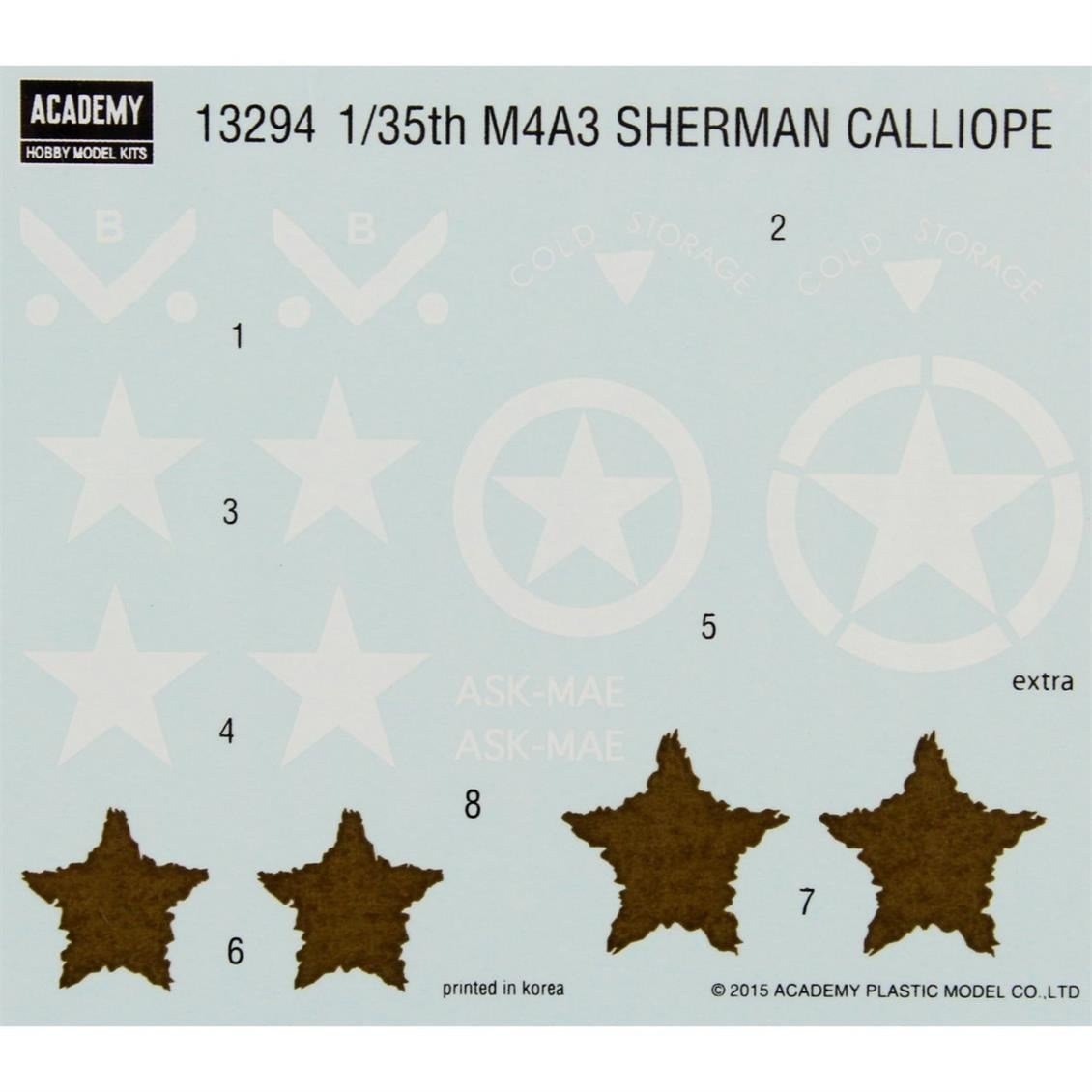 Academy 13294 1/35 Ölçek, M4A3 Sherman W/ T34 (Calliope) Tankı, Plastik Model Kiti