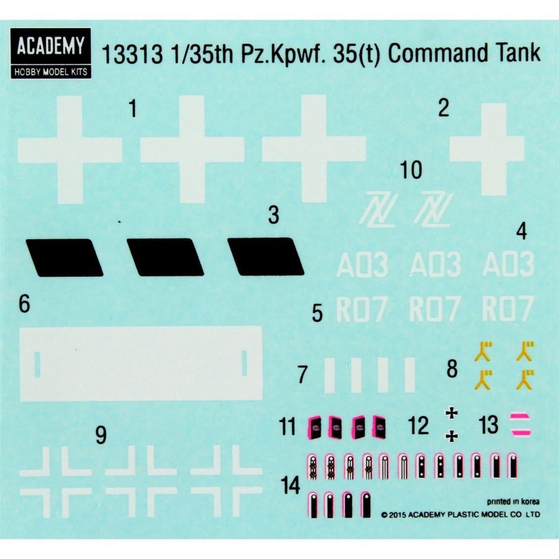 Academy 13313 1/35 Ölçek, Alman Command Pz.Bef.Wg. 35 ton Tankı, Plastik Model Kiti