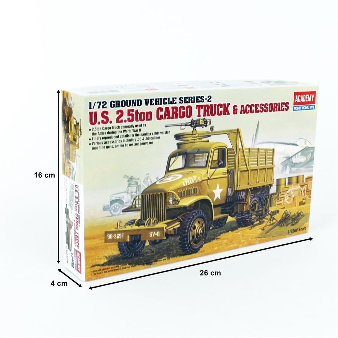 Academy 13402 1/72 Ölçek, Amerikan. 2.5 ton Kargo kamyonu ve aksesuarları Demonte, Plastik Maket Seti