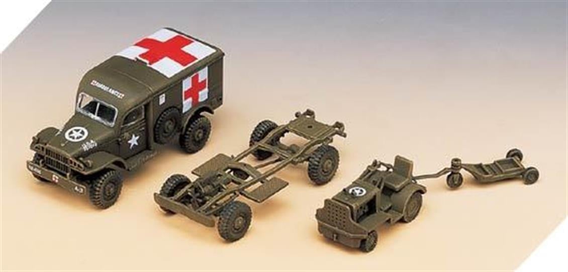 Academy 13403 1/72 Ölçek, Amerikan Ambulans ve Çekici Demonte, Plastik Maket Seti