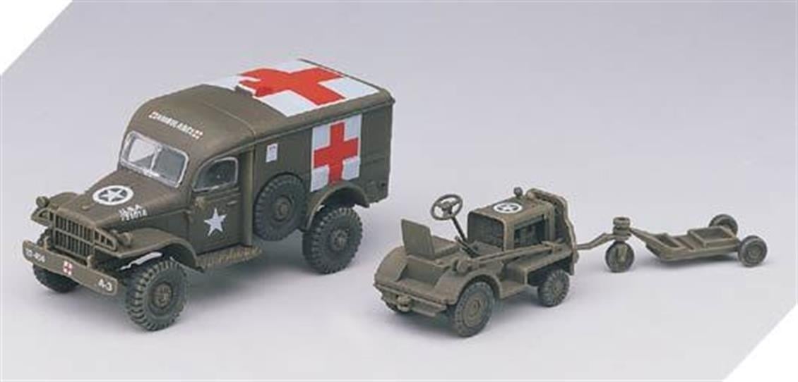 Academy 13403 1/72 Ölçek, Amerikan Ambulans ve Çekici Demonte, Plastik Maket Seti