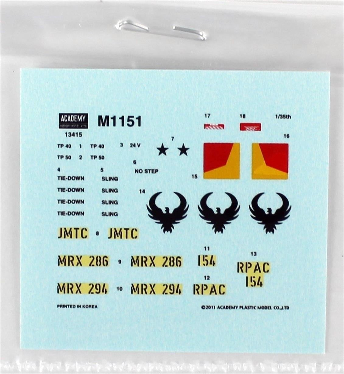 Academy 13415 1/35 Ölçek, Amerikan Zırhlı Personel Taşıyıcı M1151, Plastik Model Kiti