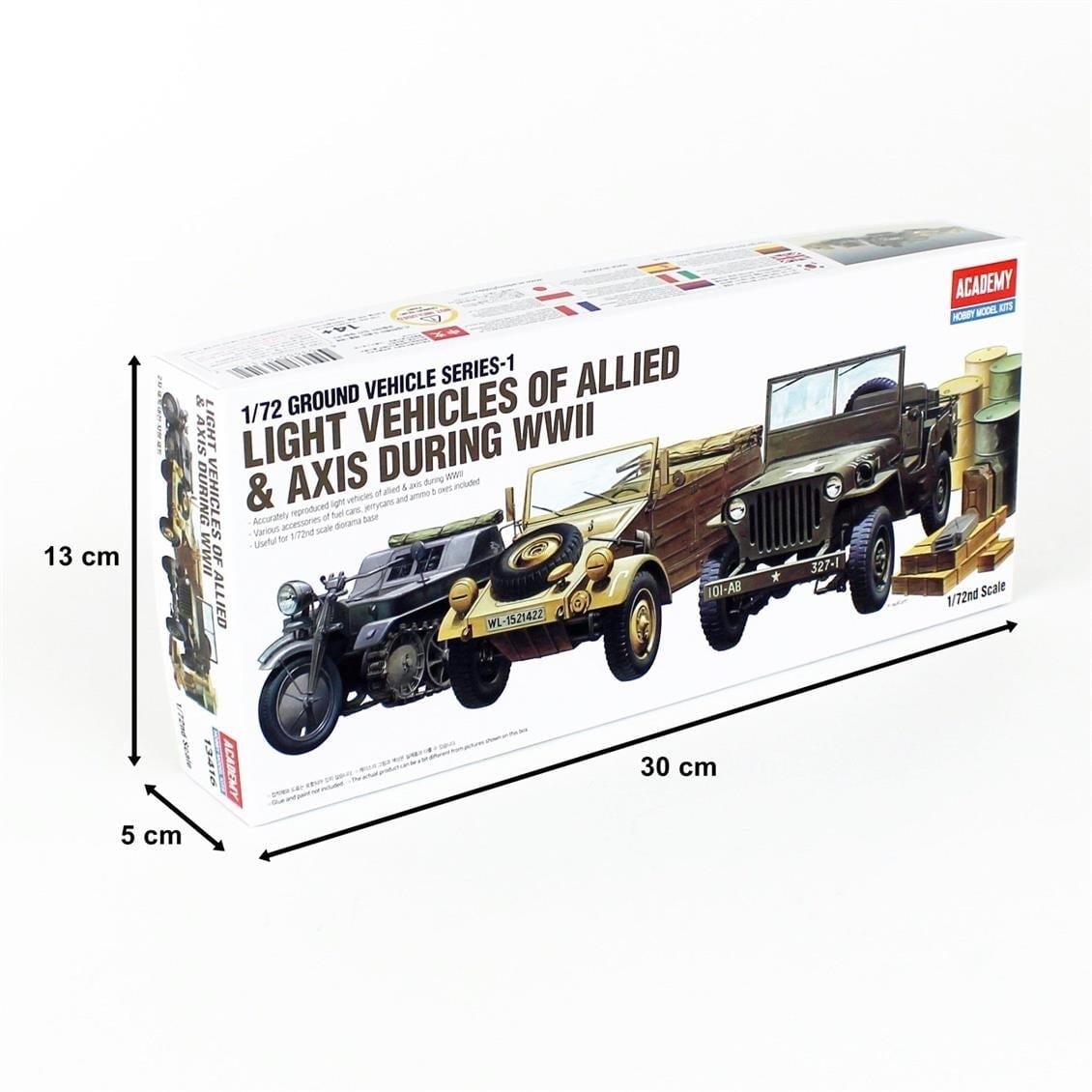 Academy 13416 1/72 Ölçek, Alman ve Amerikan Hafif Araçları Demonte, Plastik Maket Seti