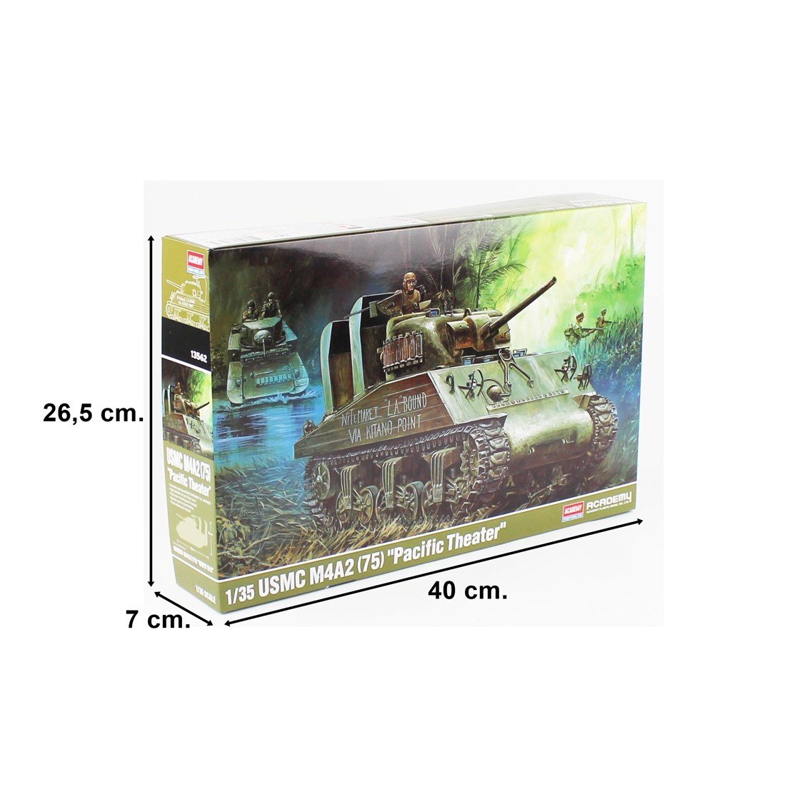 Academy 13562 1/35 USMC M4A2 (75) (Pacific Theater) Tankı, Plastik Model Kiti