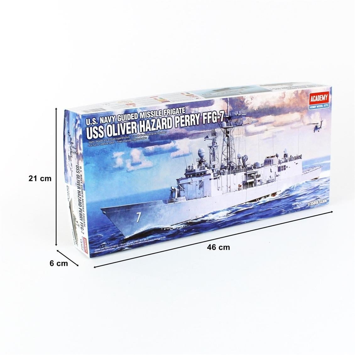 Academy 14102 1/350 Ölçek, USS Oliver Hazard Perry (FFG-7) Savaş Gemisi, Plastik Model Kiti
