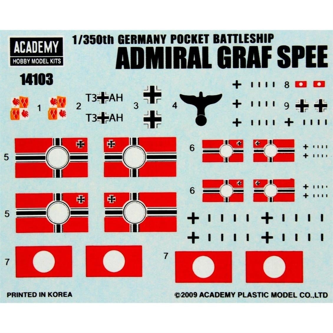 Academy 14103 1/350 Ölçek, Admiral Graf Spee Savaş Gemisi, Plastik Model Kiti