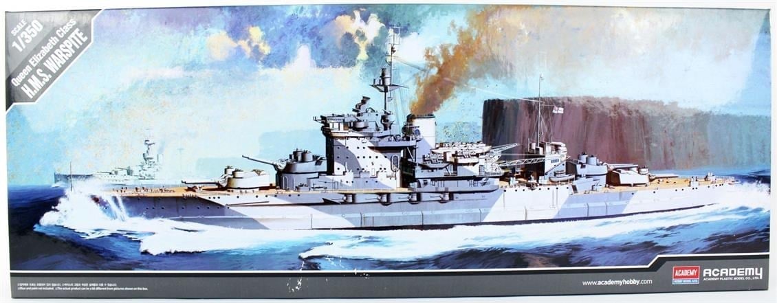 Academy 14105 1/350 Ölçek, Queen Elizabeth H.M.S.Warspite Savaş Gemisi, Plastik Model Kiti