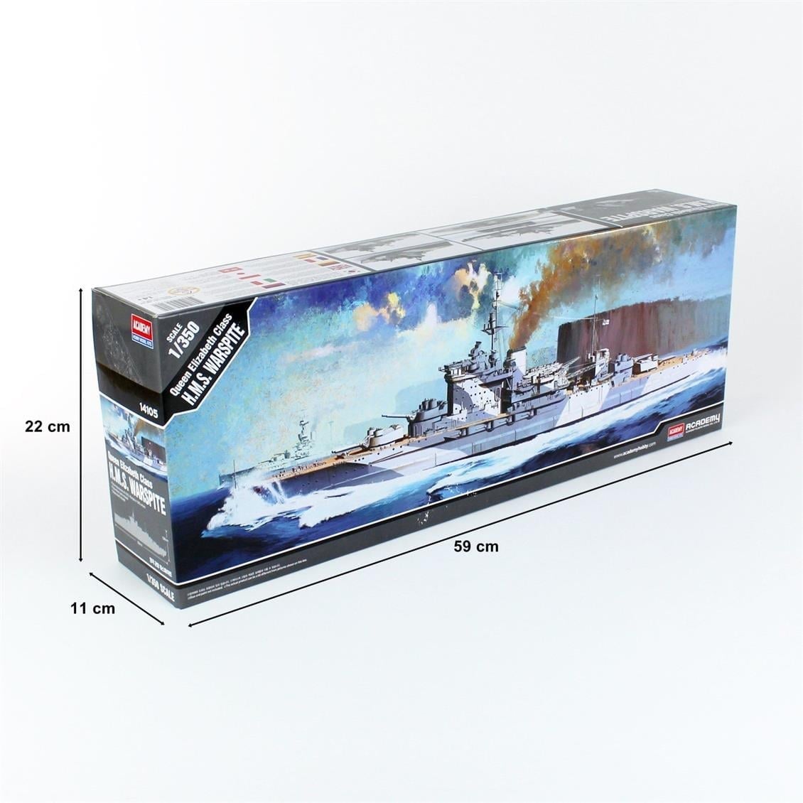 Academy 14105 1/350 Ölçek, Queen Elizabeth H.M.S.Warspite Savaş Gemisi, Plastik Model Kiti