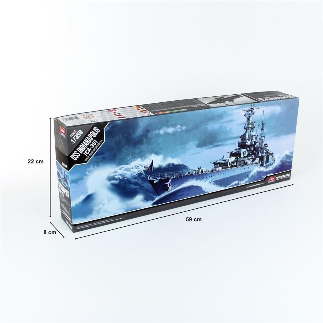 Academy 14107 1/350 Ölçek, U.S.S. CA-35 Indianapolis Savaş Gemisi, Plastik Model Kiti