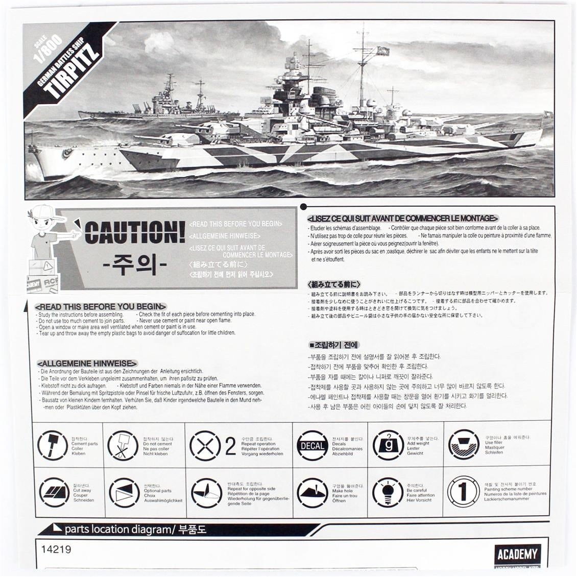 Academy 14219 1/800 Ölçek, Tirpitz Savaş Gemisi, Plastik Model Kiti