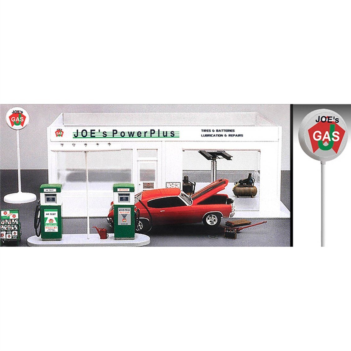 Academy 15122 1/24 Joe's Power Plus Benzin İstasyonu LE:, Plastik Model Kiti