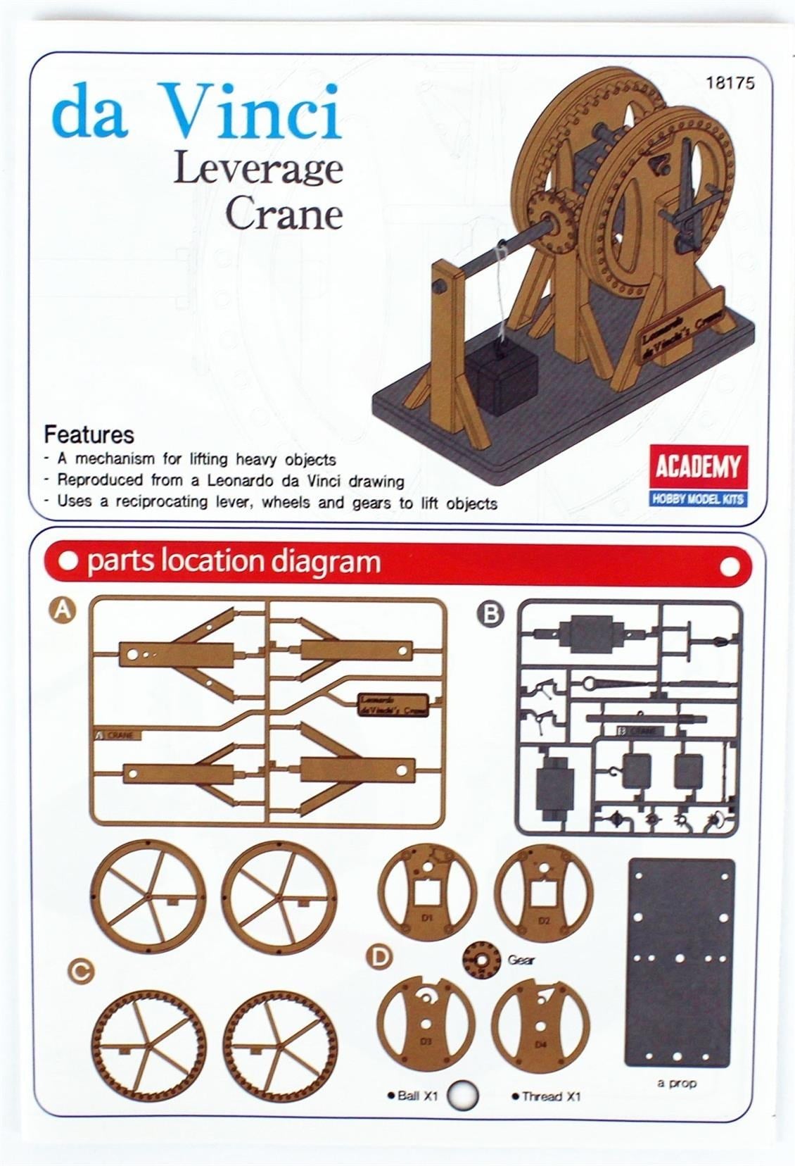 Academy 18175 Da Vinci Çıkrıklı Vinç, Plastik Model Kiti