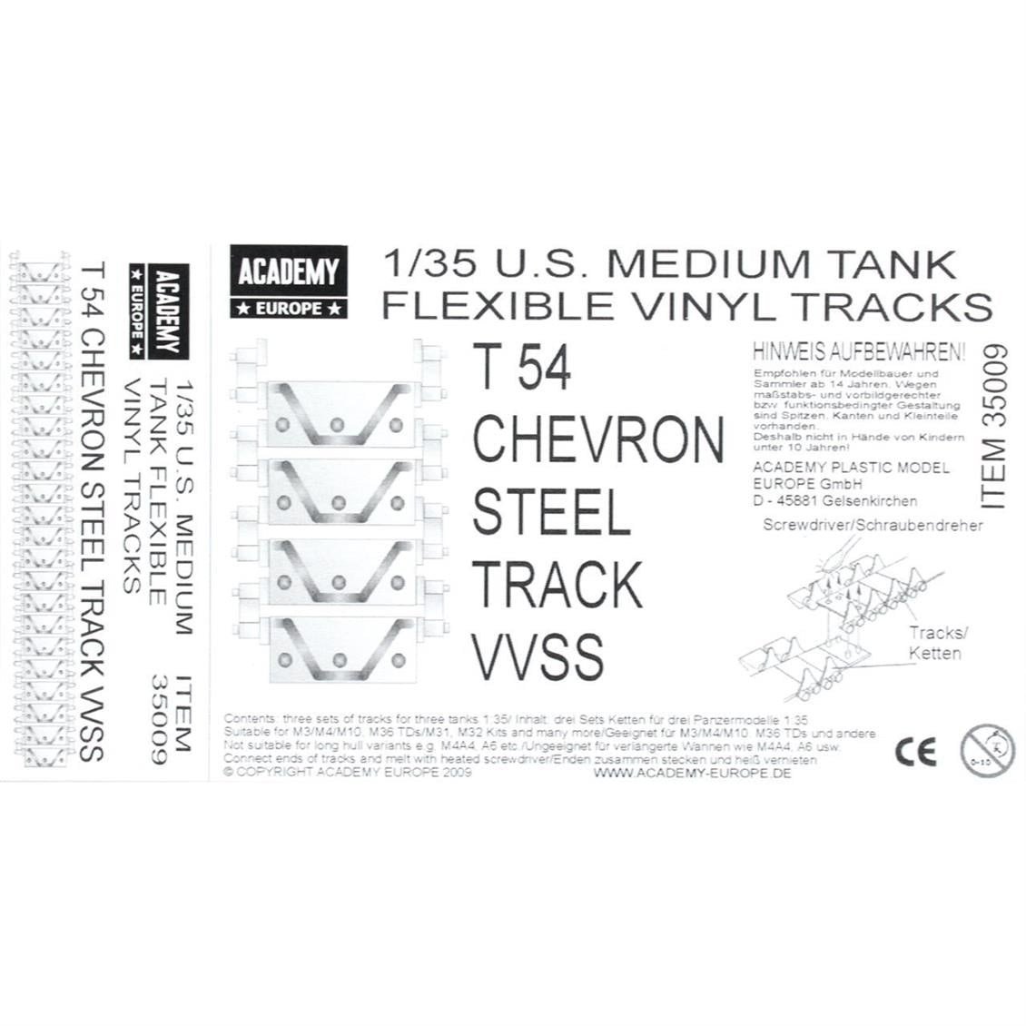 Academy 35009 1/35 Ölçek, T54 Chevron VVSS Tank Palet Seti, Plastik Model Kiti