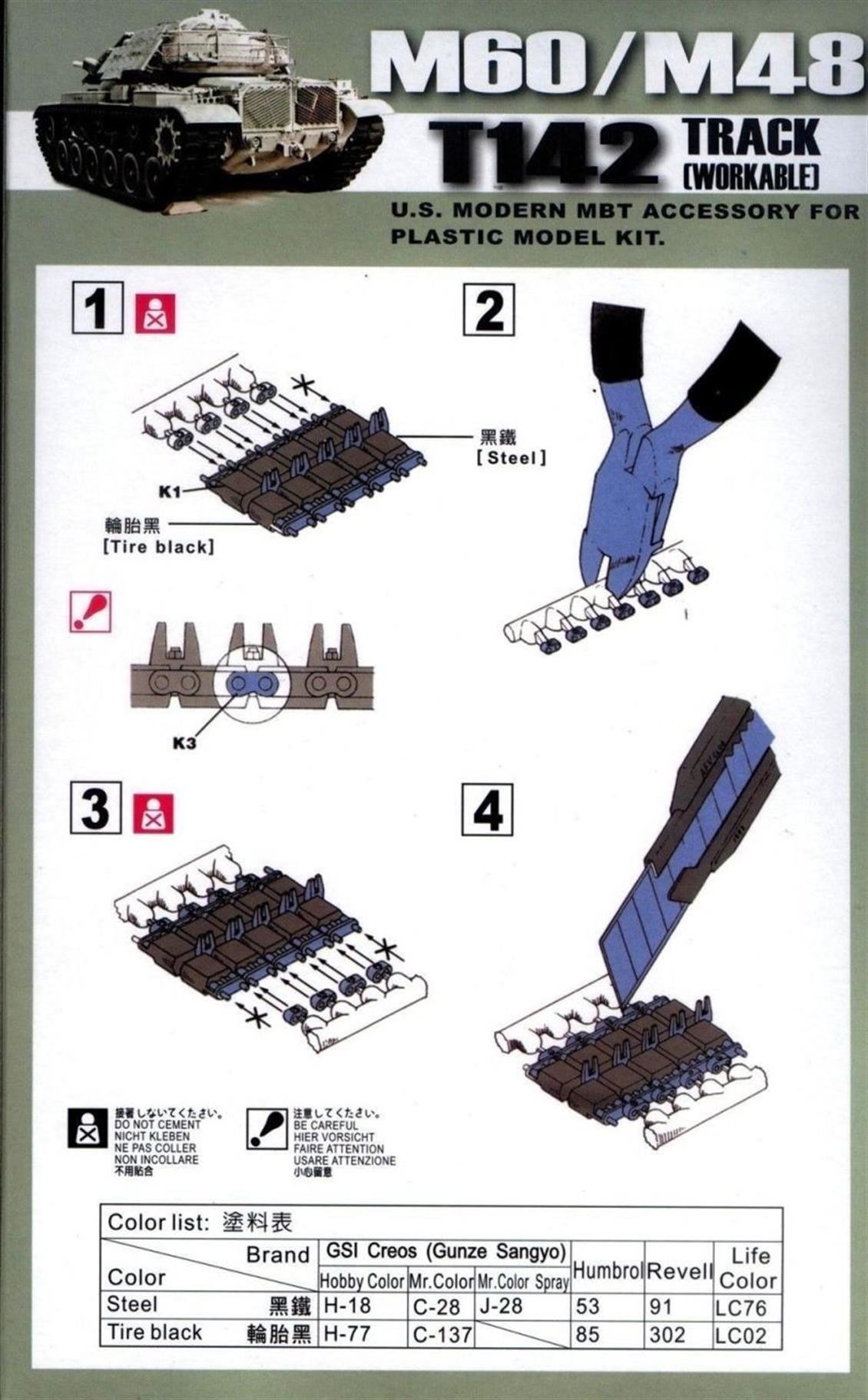 AFV Club AF35010 1/35 Ölçek, M60/M48 T142 Palet Seti, Plastik Model kiti