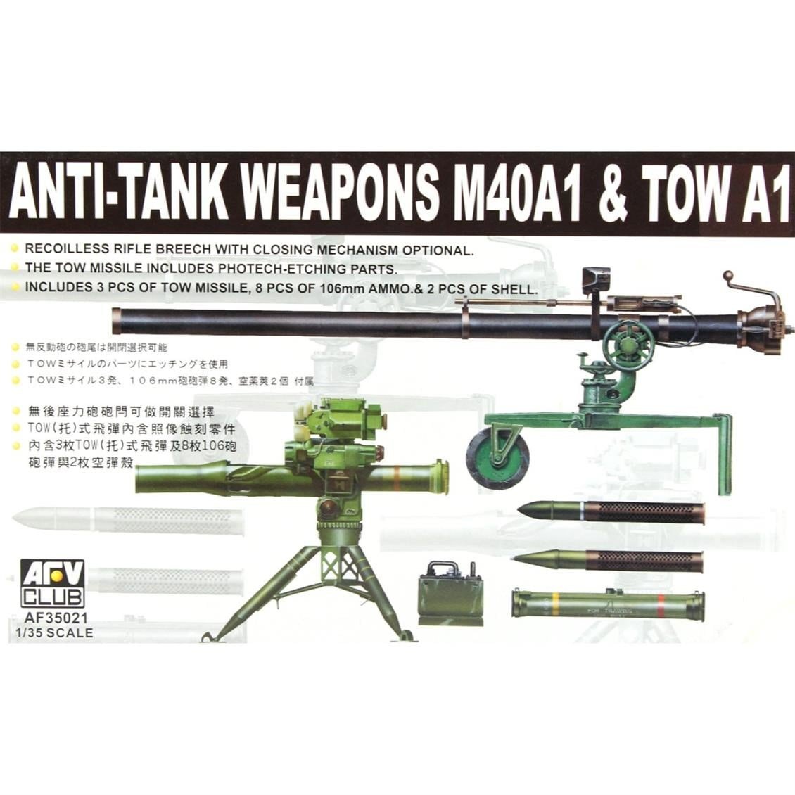 AFV Club AF35021 1/35 Ölçek, Anti-Tank Weapons M40A1 & TOW A1 (106mm TOW) Anti Tank Silahı, Plastik Model kiti