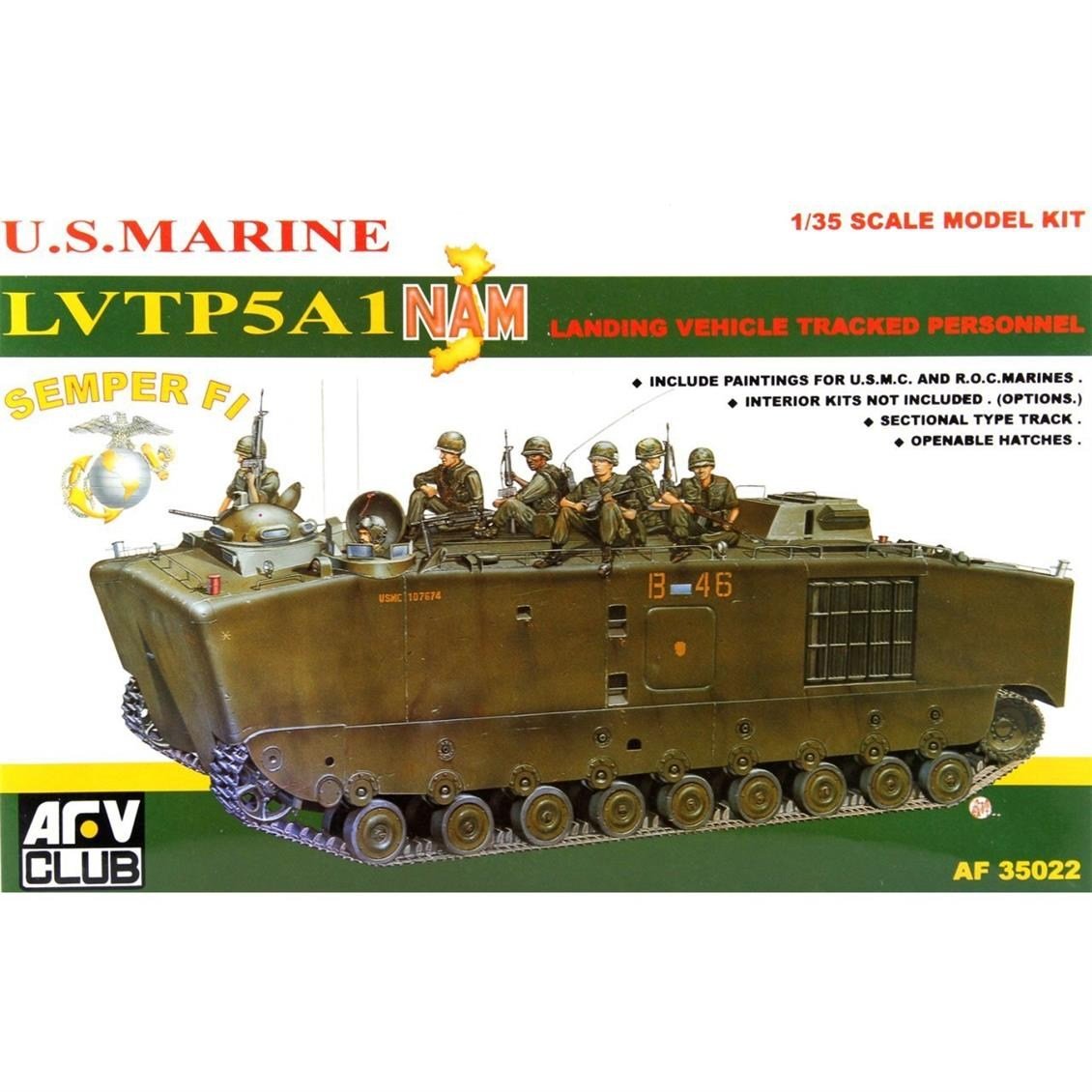 AFV Club AF35022 1/35 Ölçek, LVTP5 Amfibik Paletli Personel Taşıyıcı, Plastik Model kiti