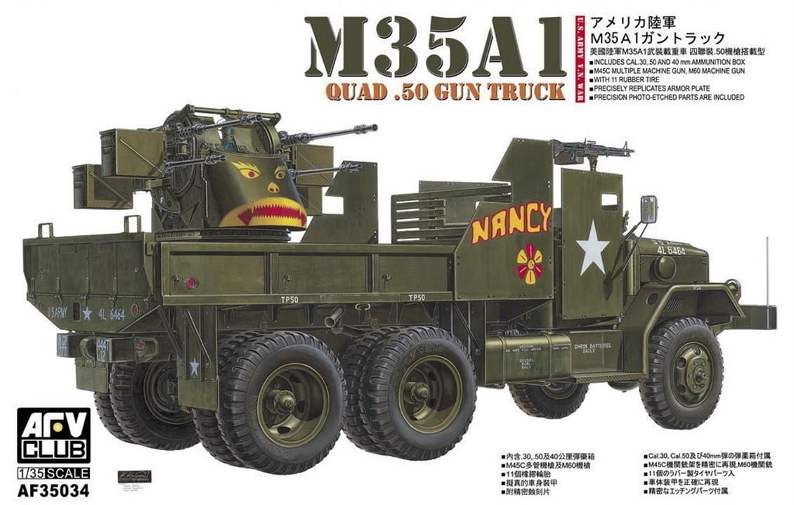 AFV Club AF35034 1/35 Ölçek, M35A1 Vietnam Gun Truck Silahlı Kamyon, Plastik Model kiti