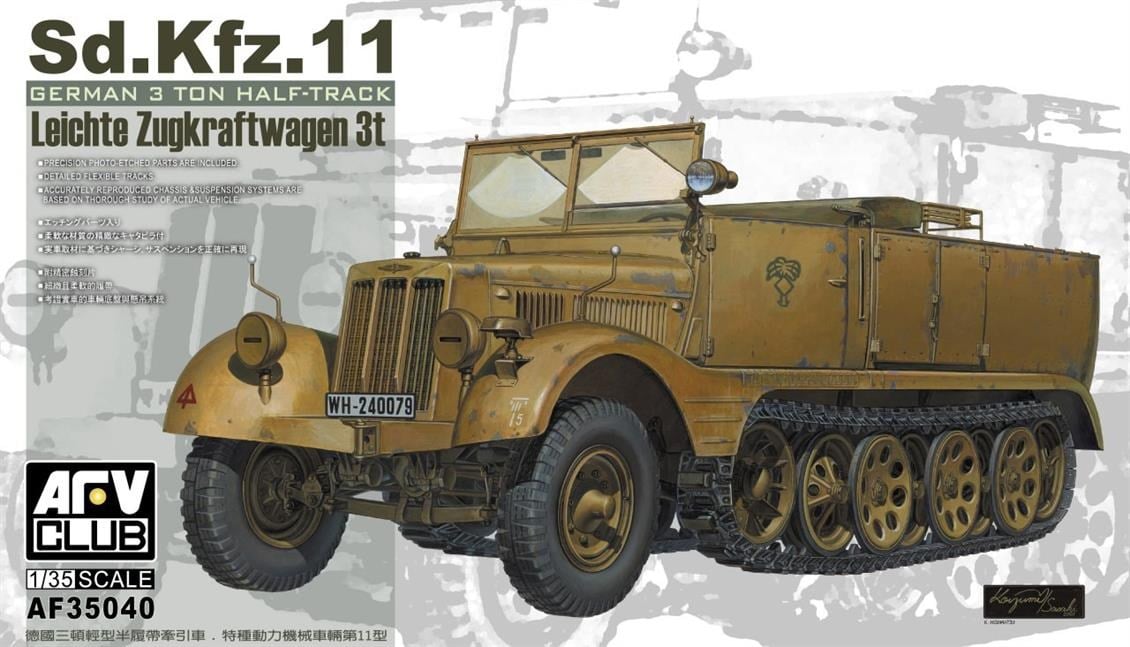 AFV Club AF35040 1/35 Ölçek, Sdkfz11 3 Ton Yarı Paletli Kamyon, Plastik Model kiti