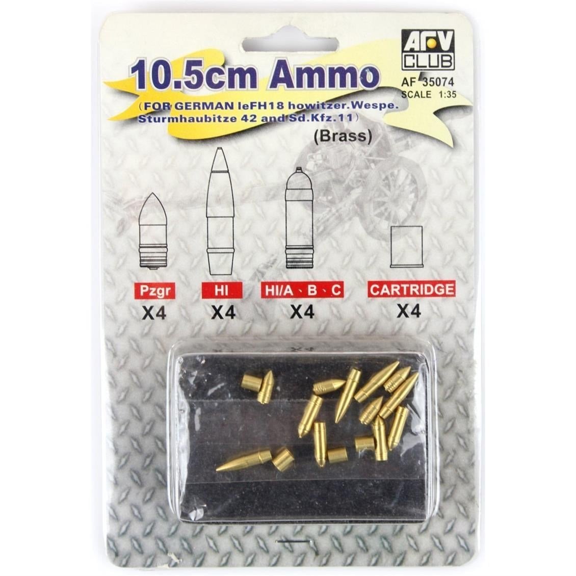 AFV Club AF35074 1/35 Ölçek, FH18M Mühimmat Seti, 16 Adet, Prinç Detay Seti
