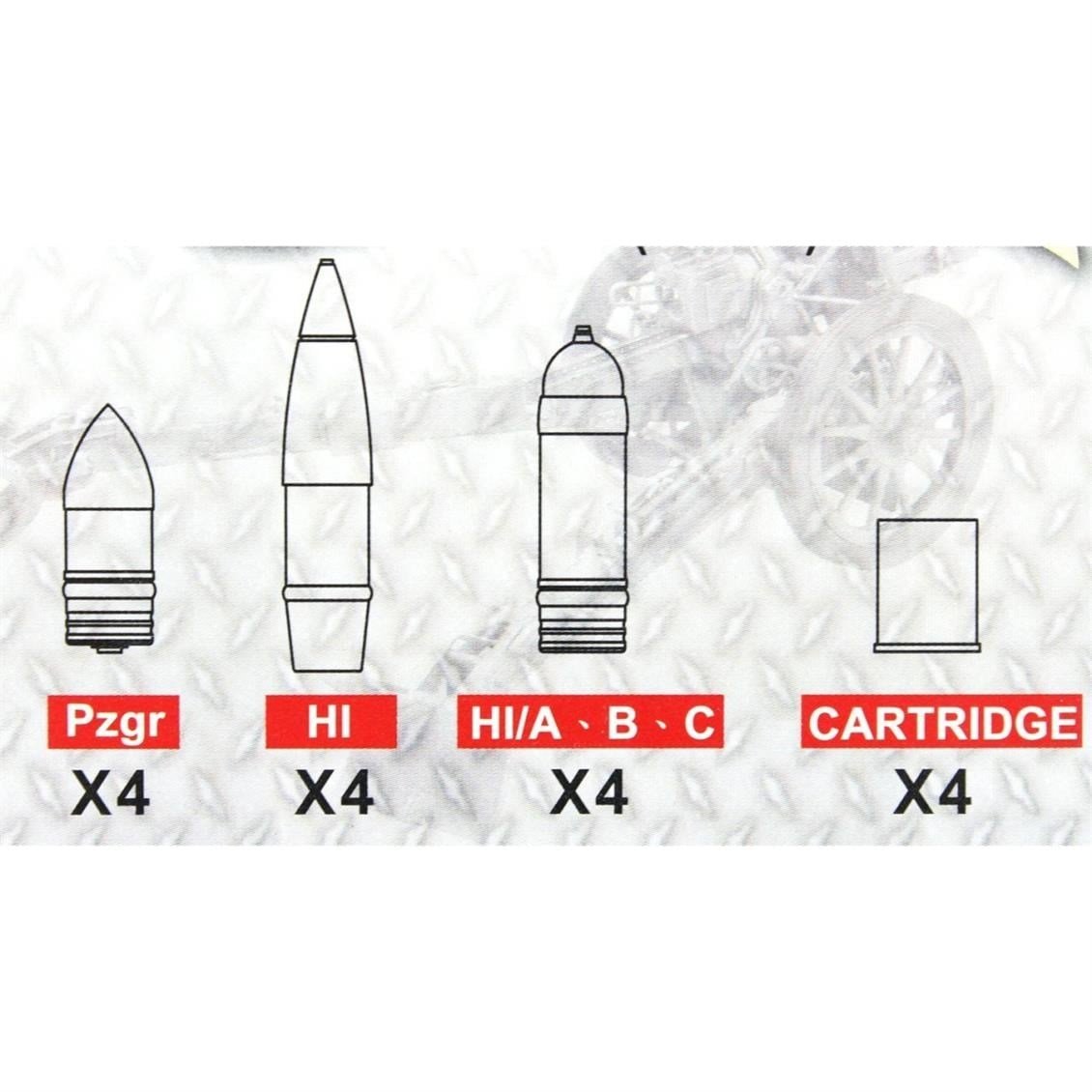 AFV Club AF35074 1/35 Ölçek, FH18M Mühimmat Seti, 16 Adet, Prinç Detay Seti