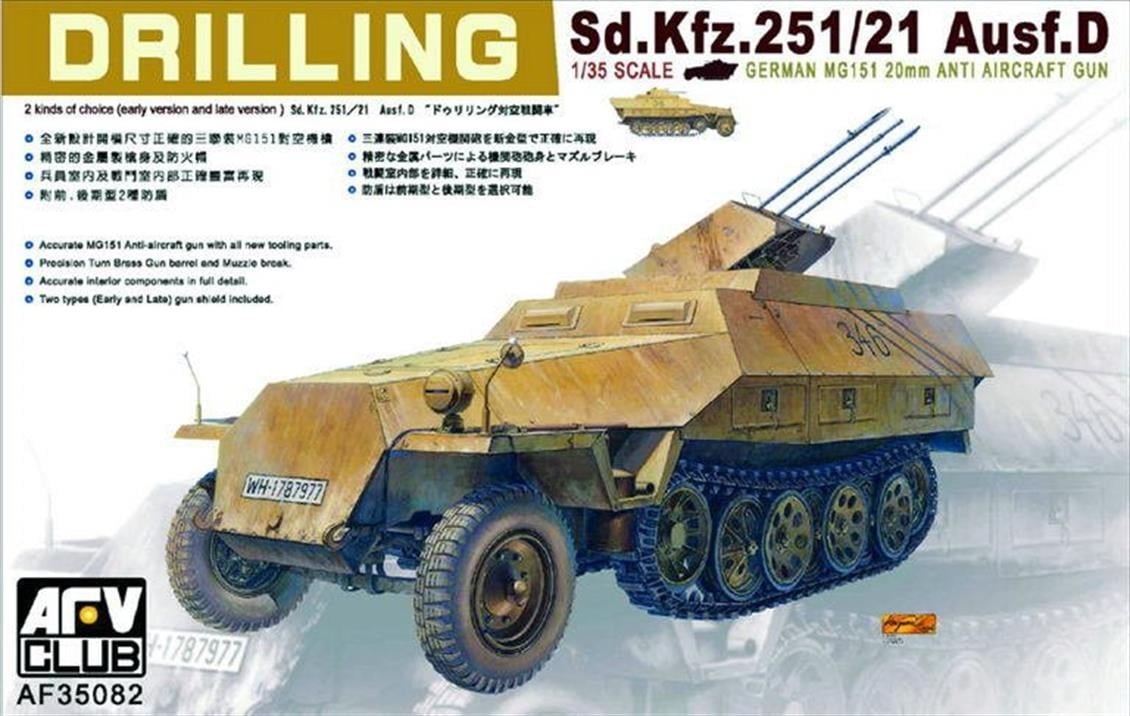 AFV Club AF35082 1/35 Ölçek, Sdkfz.251/21 Ausf.D Drilling Uçaksavar, Plastik Model kiti