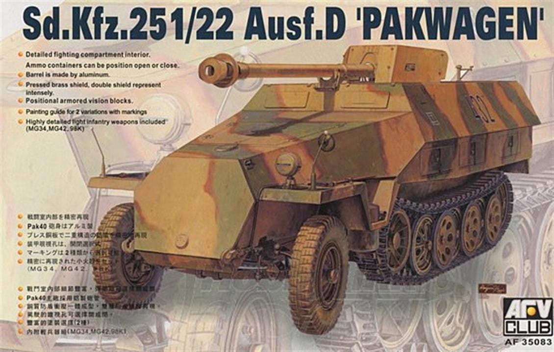 AFV Club AF35083 1/35 Ölçek, Sdkfz.251/22 Ausf.D Pakwagen Anti-Tank Yarı Paletli Kamyon, Plastik Model kiti