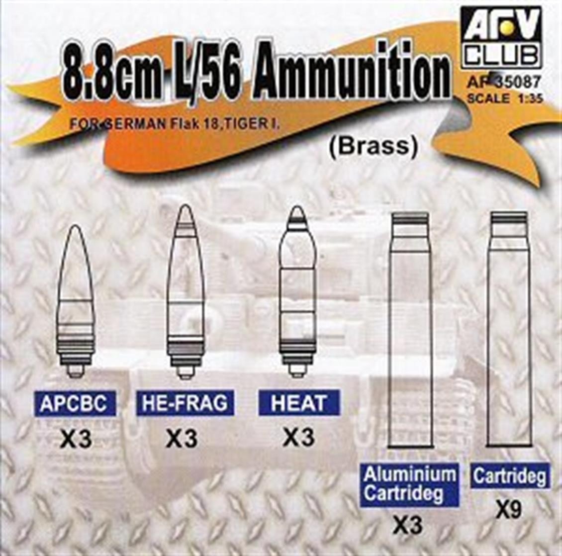 AFV Club AF35087 1/35 Ölçek, 8.8cm L/56 Cephane Seti, Plastik Model kiti