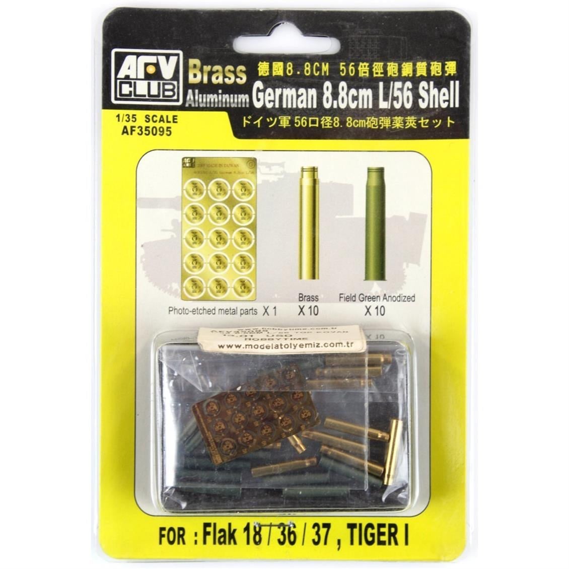 AFV Club AF35095 1/35 Ölçek, 8.8MM L/56 Top Kovanı, 20 Adet, Prinç Detay Seti