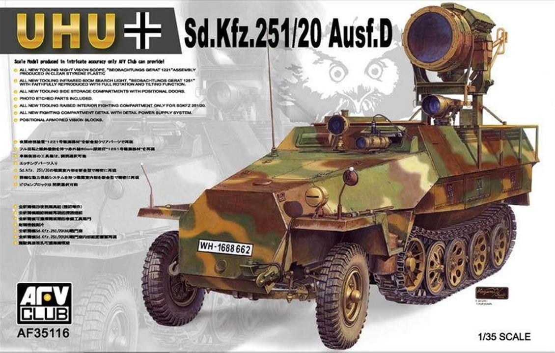 AFV Club AF35116 1/35 Ölçek, Sdkfz.251/20 Ölçek, Ausf.D UHU Kızıl Ötesi Işıldaklı Yarı Paletli Kamyon, Plastik Model kiti