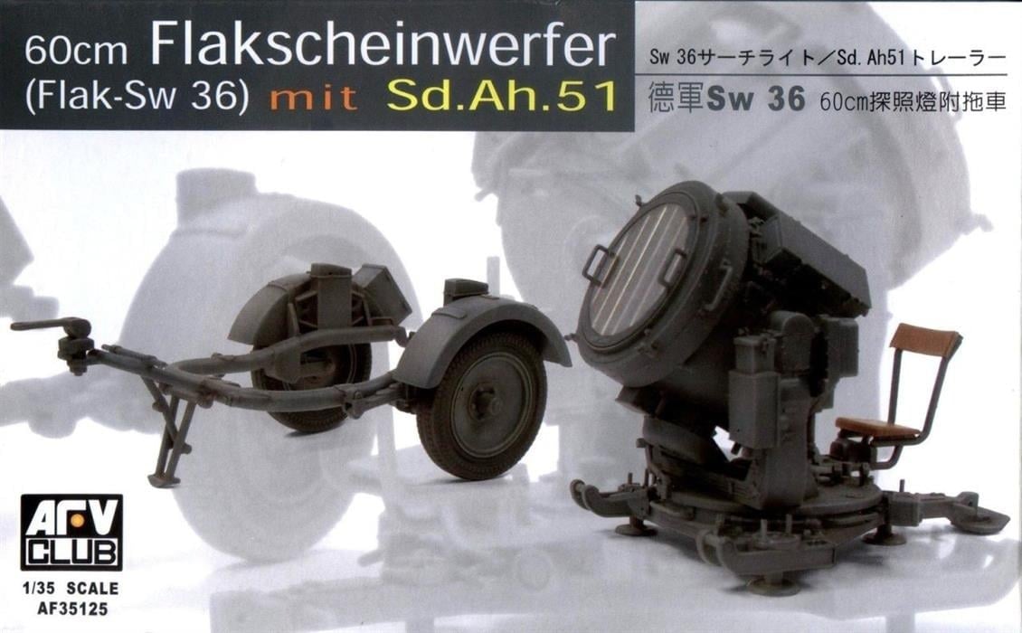 AFV Club AF35125 1/35 Ölçek, German SW-36 Searchlight with Sd.ah.51 Trailer Işıldak, Plastik Model kiti