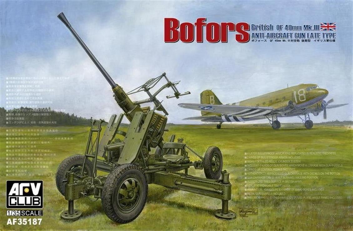 AFV Club AF35187 1/35 Ölçek, British Version of Bofors 40mm MK.III Uçaksavar, Plastik Model kiti
