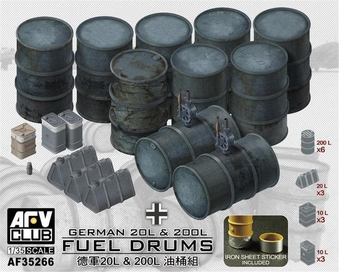 AFV Club AF35266 1/35 Ölçek, German 20L%200L Fuel Yakıt Bidonu, Plastik Model kiti