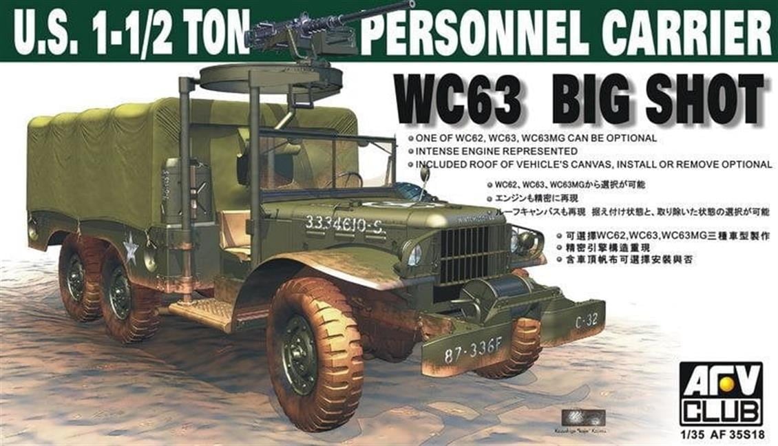 AFV Club AF35S18 1/35 Ölçek, WC63 1-1/2T 6X6 Personel Carrier Askeri Arazi Aracı, Plastik Model kiti