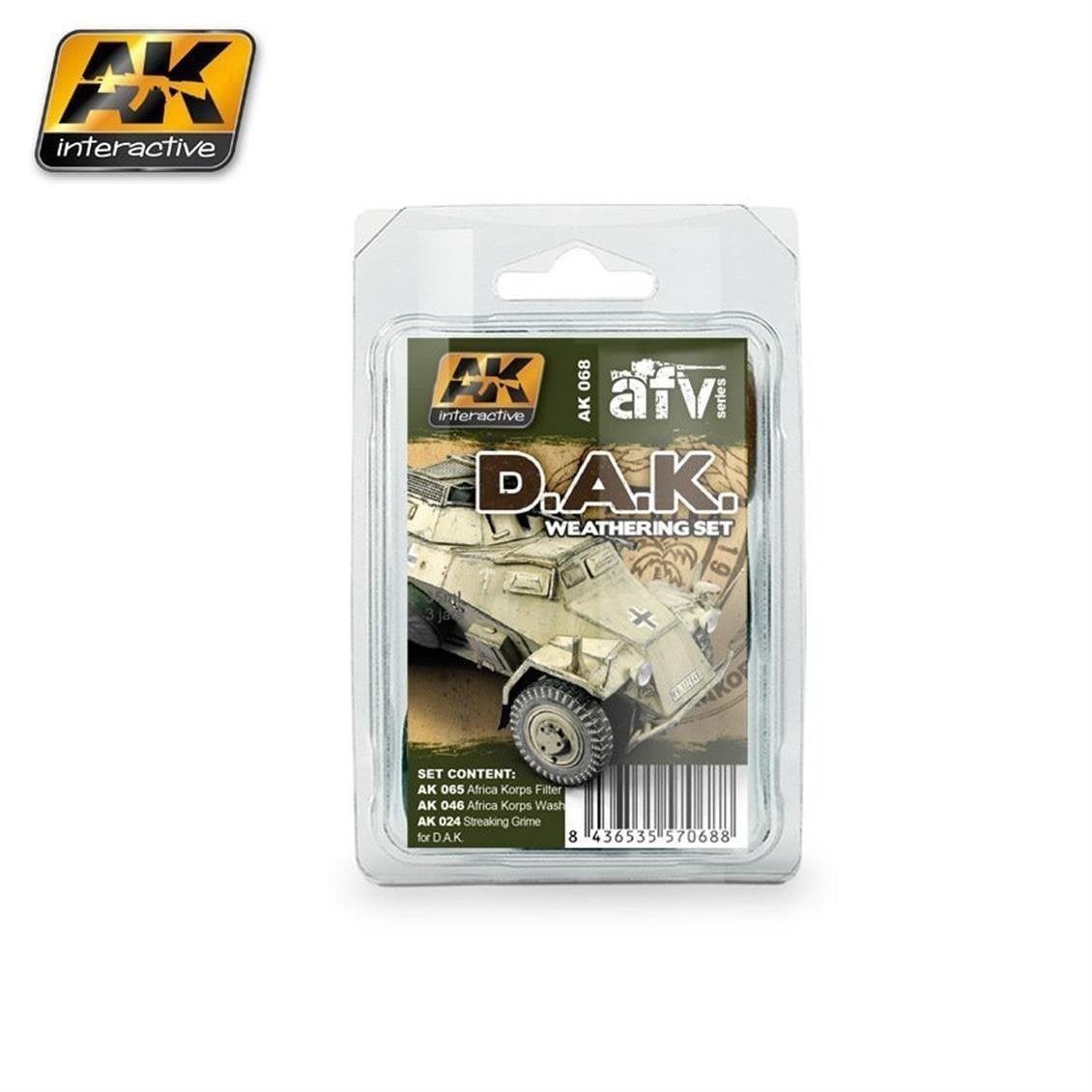 AK 068 3x35 ml. Afrika Korps Weathering, Enamel Model Boyası Seti