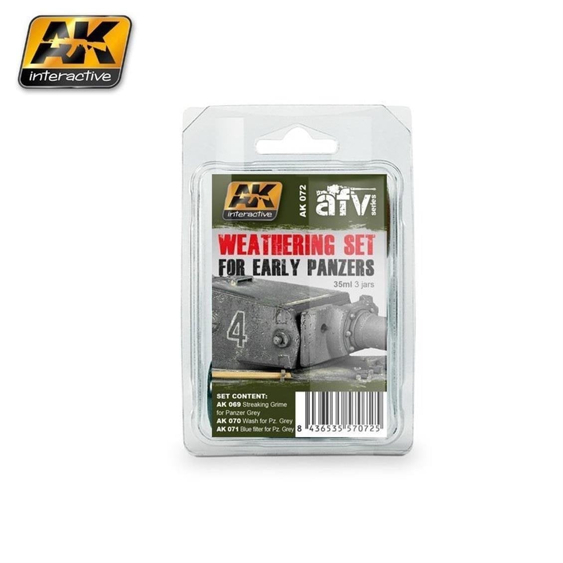 AK 072 3x35 ml. Erken Dönem Panzer Efekti, Enamel Model Boyası Seti