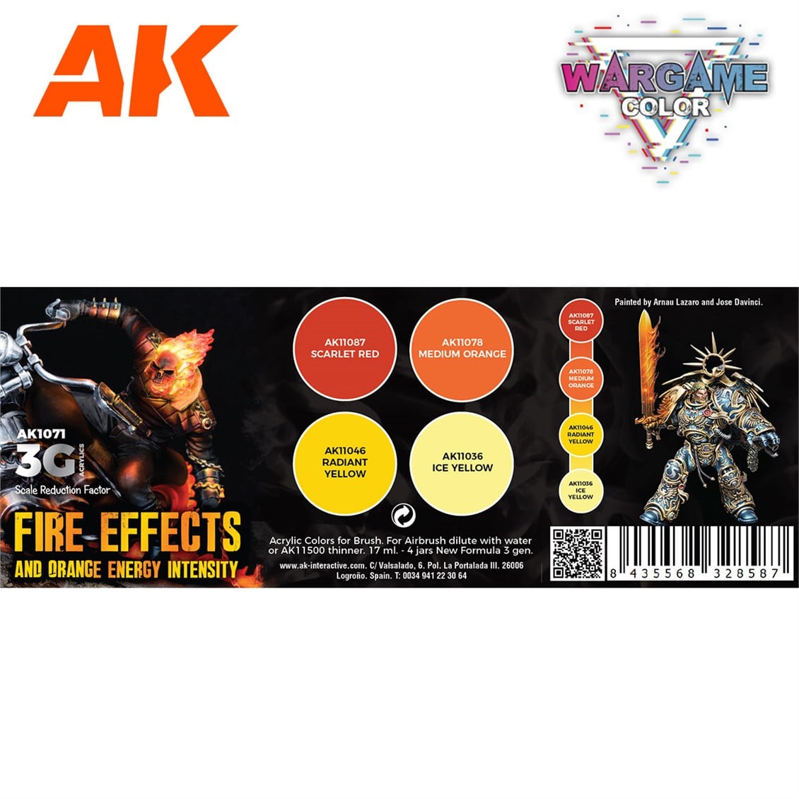 AK 1071 4x17 ml. Ateş Efektleri, 3Gen Akrilik Wargame Boya Seti