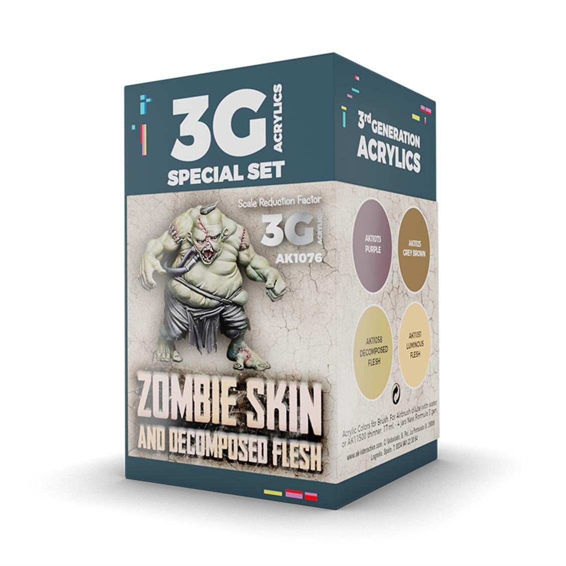 AK 1076 4x17 ml. Zombie Skin Renkleri, Akrilik Model Boyası Seti