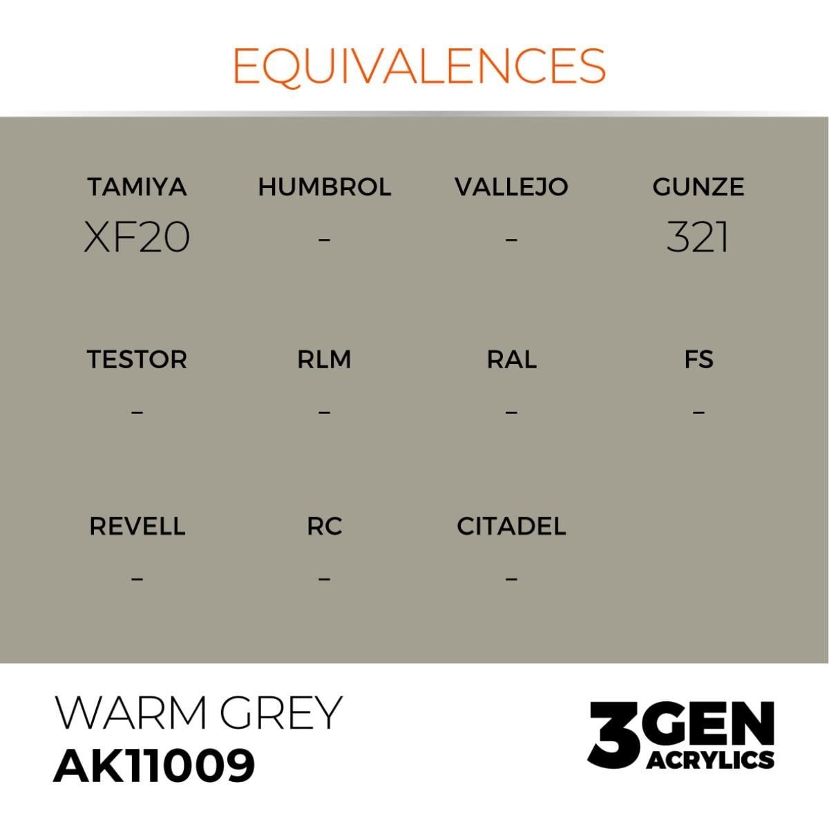 AK 11009 17 ml. Warm Grey, 3GEN Akrilik Model Boyası
