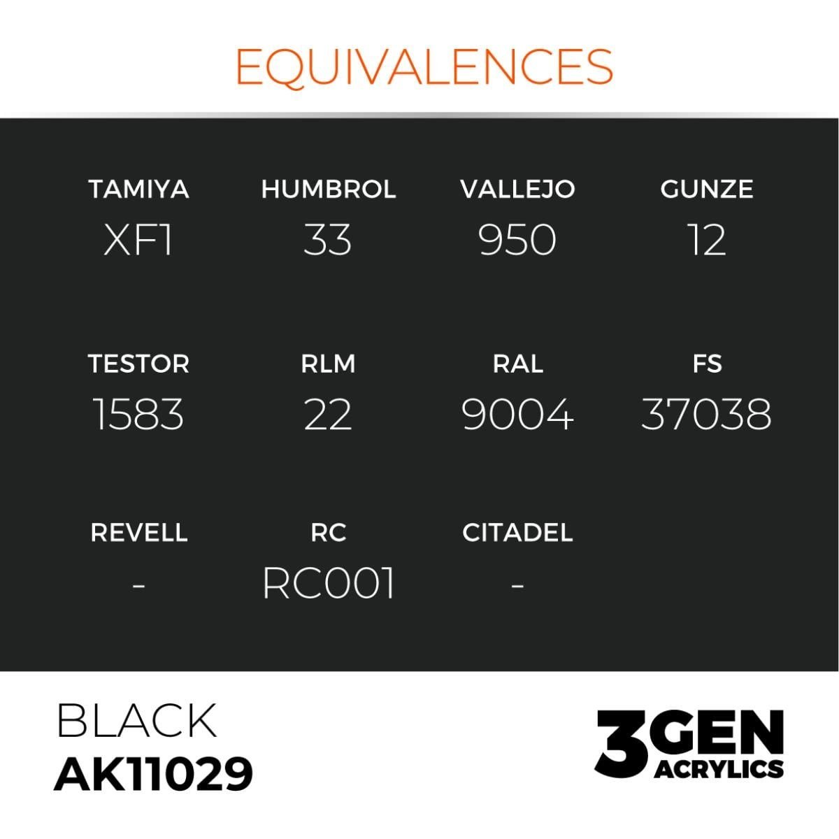 AK 11029 17 ml. Black, 3GEN Akrilik Model Boyası