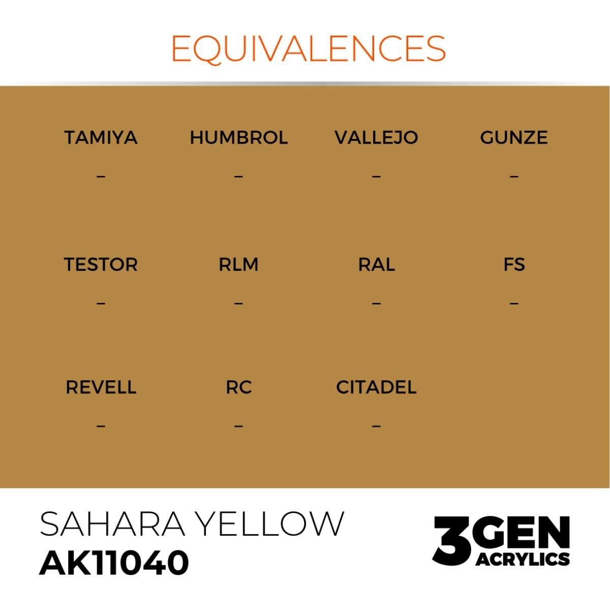 AK 11040 17 ml. Sahara Yellow, 3GEN Akrilik Model Boyası
