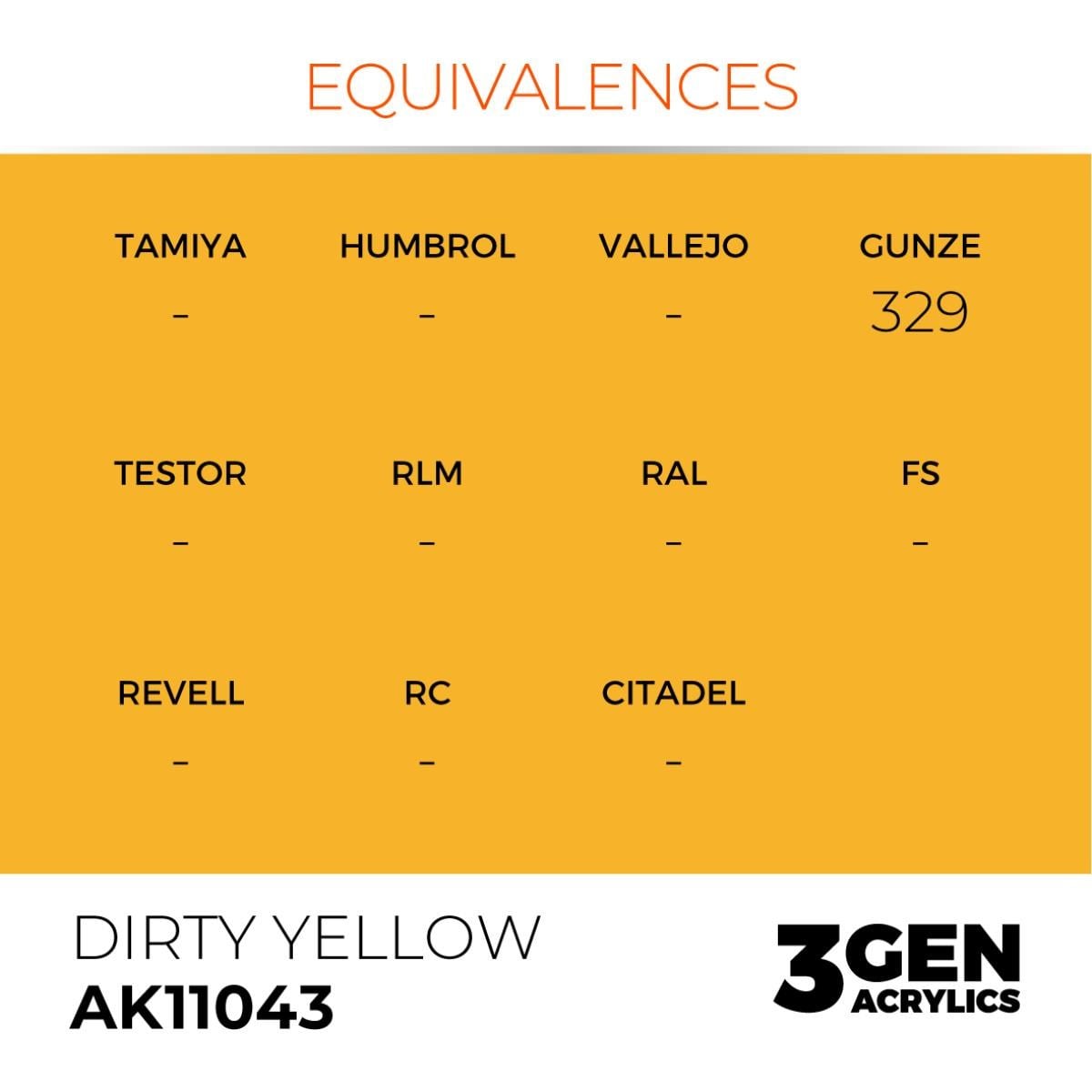 AK 11043 17 ml. Dirty Yellow, 3GEN Akrilik Model Boyası