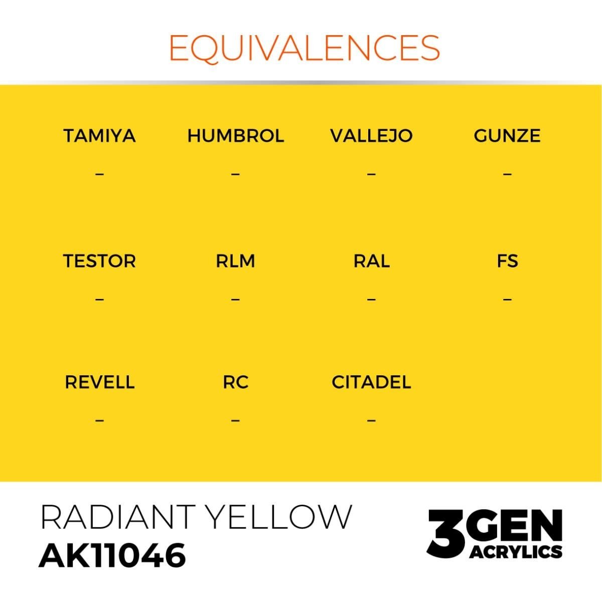 AK 11046 17 ml. Radiant Yellow, 3GEN Akrilik Model Boyası