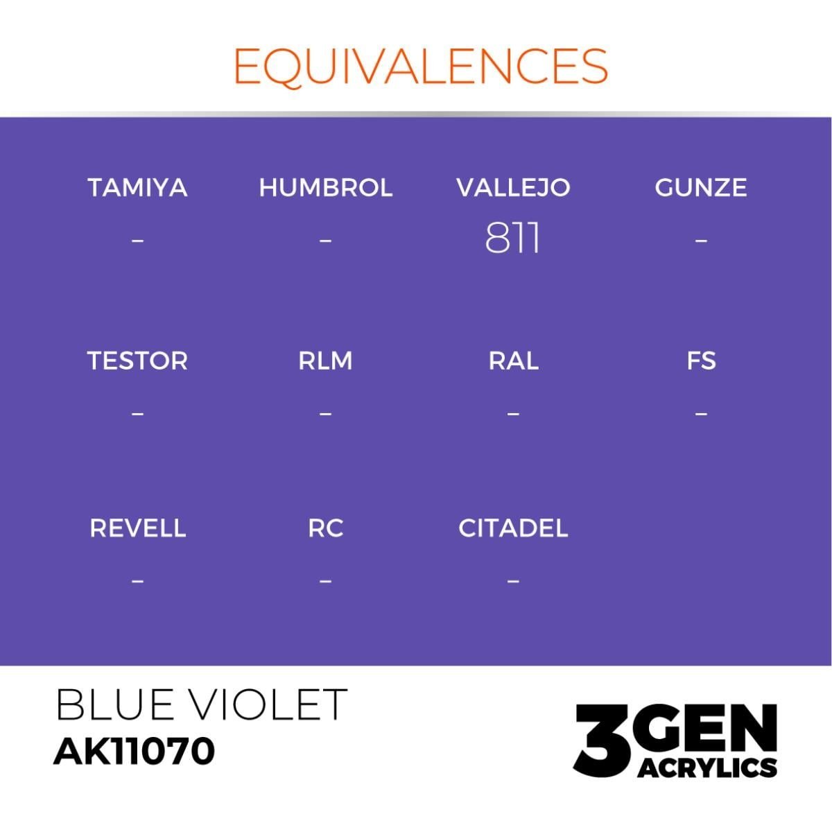 AK 11070 17 ml. Blue Violet, 3GEN Akrilik Model Boyası