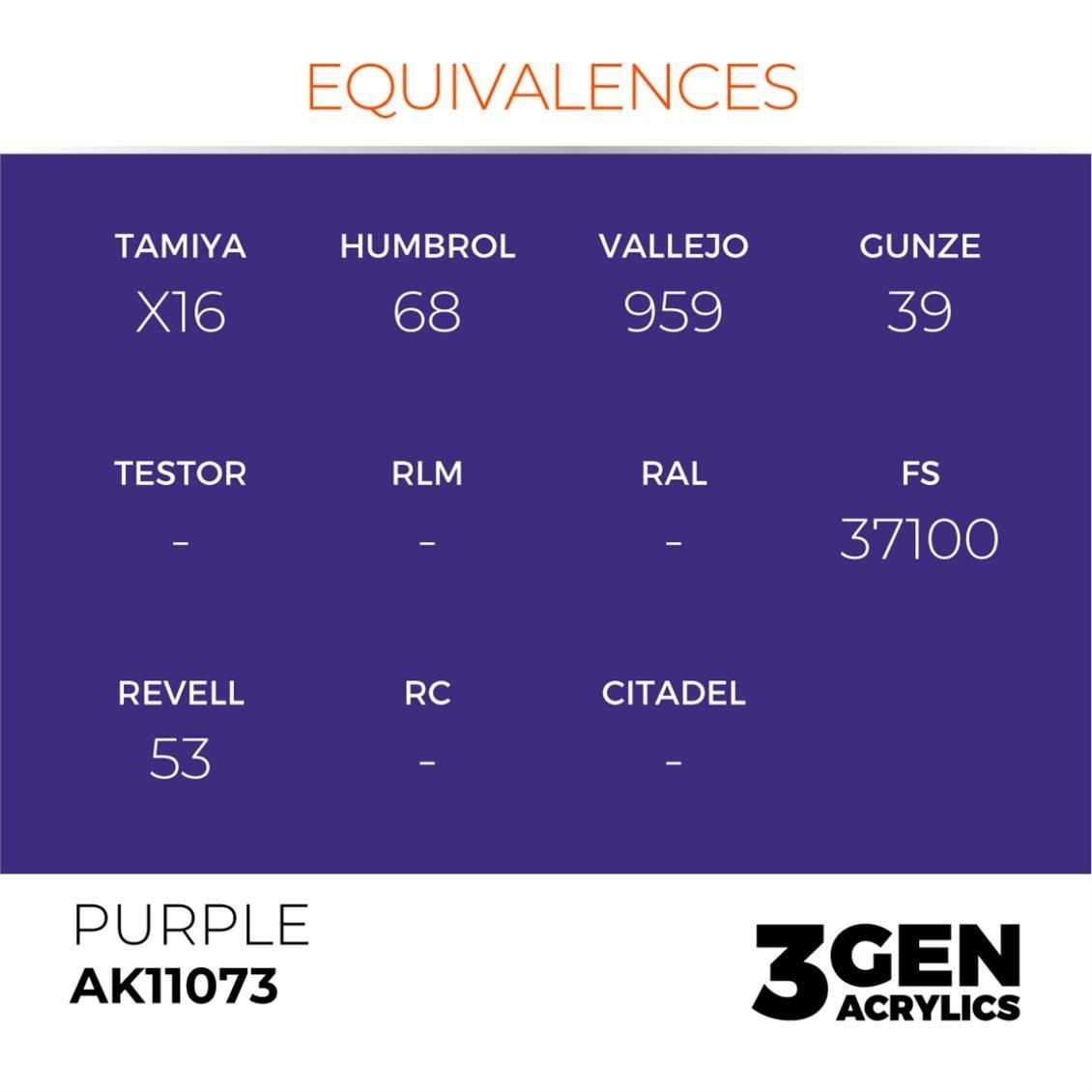 AK 11073 17 ml. Purple, 3GEN Akrilik Model Boyası
