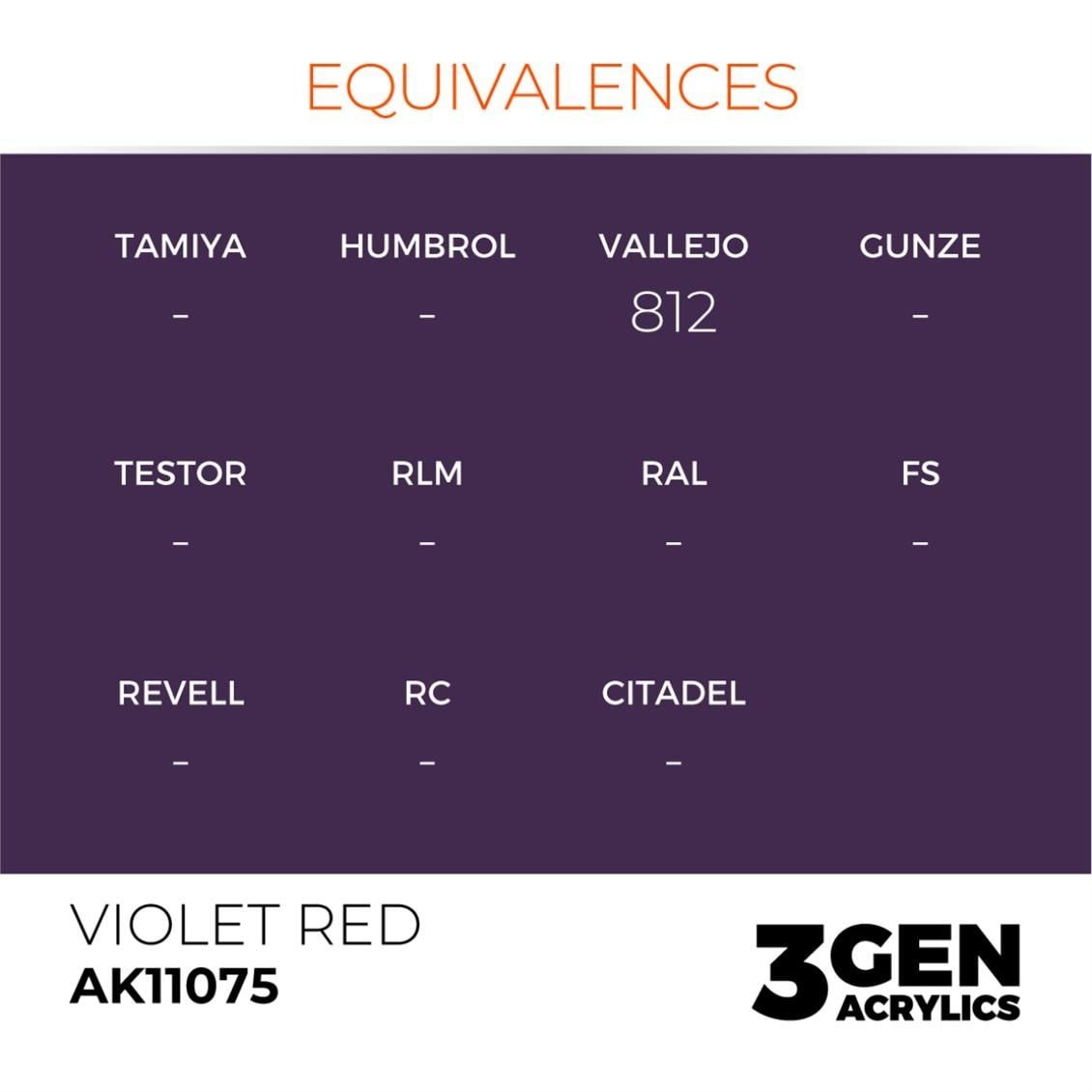 AK 11075 17 ml. Violet Red, 3GEN Akrilik Model Boyası